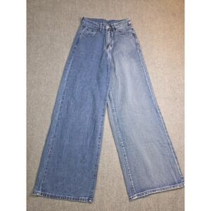 Forever 21 Women's High-Rise Wide Leg Baggy Two Tone Y2K Grunge Denim Jean Sz 25